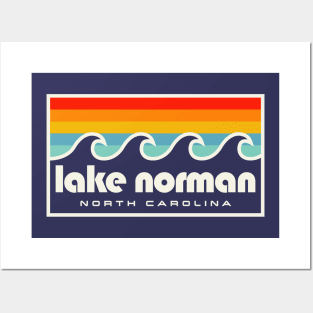 Lake Norman North Carolina Retro Sunset Waves Posters and Art